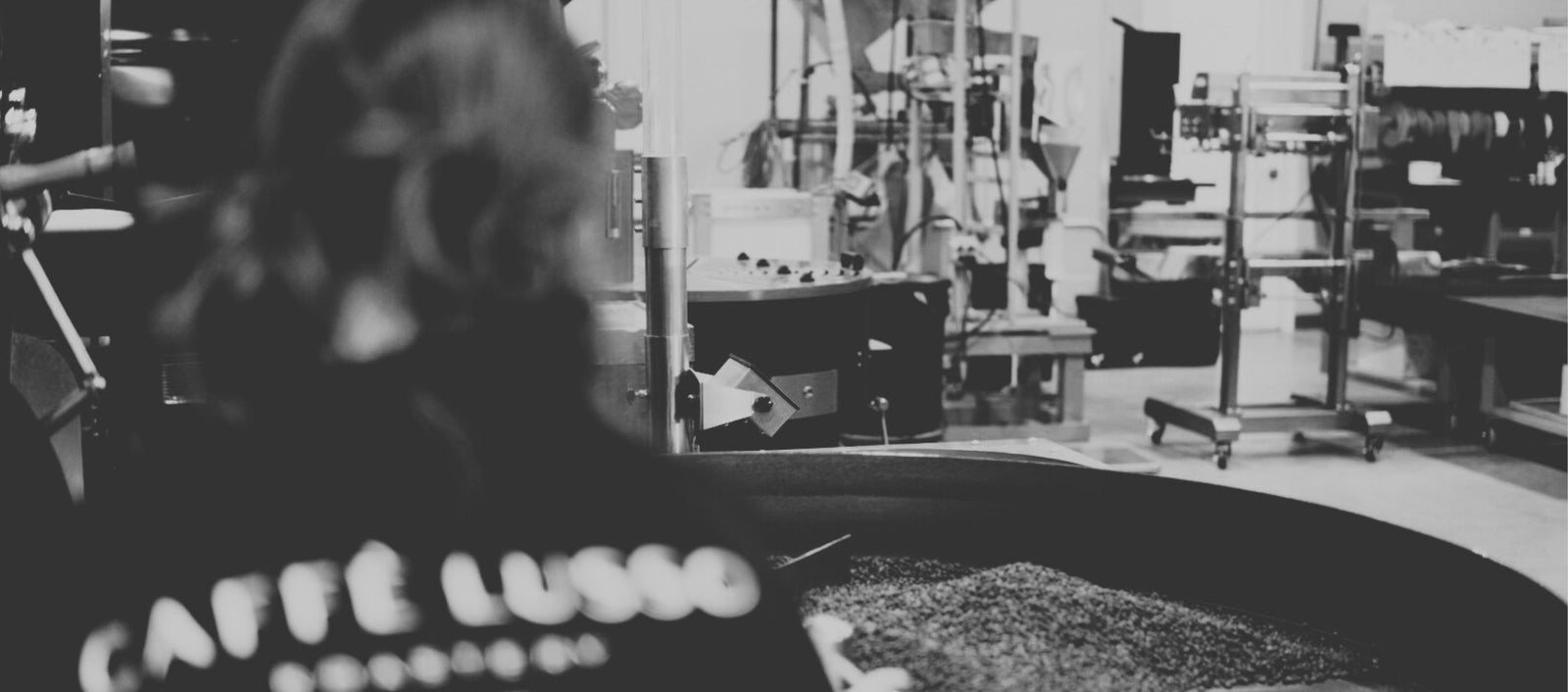 View of the roastery and beans from the roasters perspective