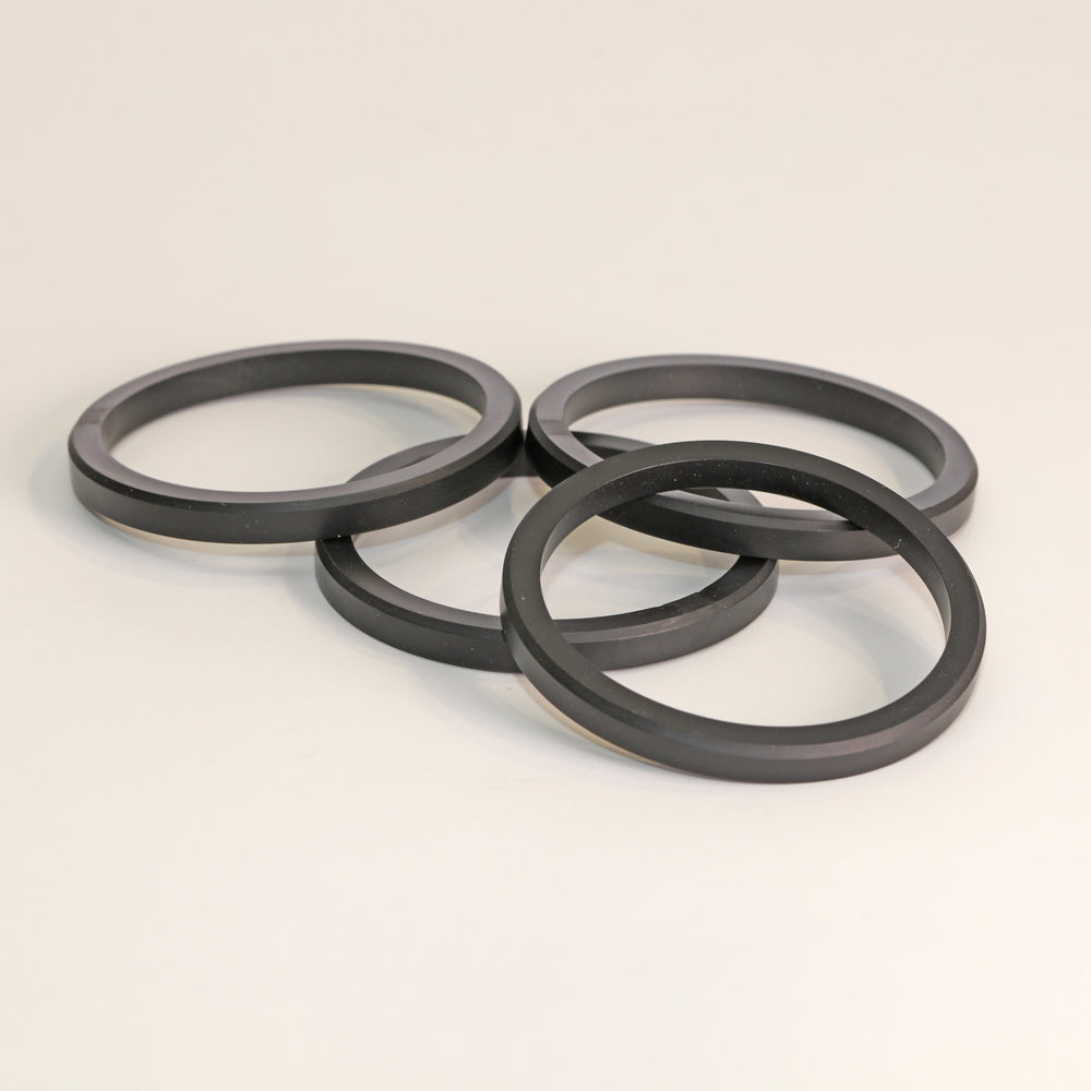 Black Bosco Portafilter Gaskets on a white background